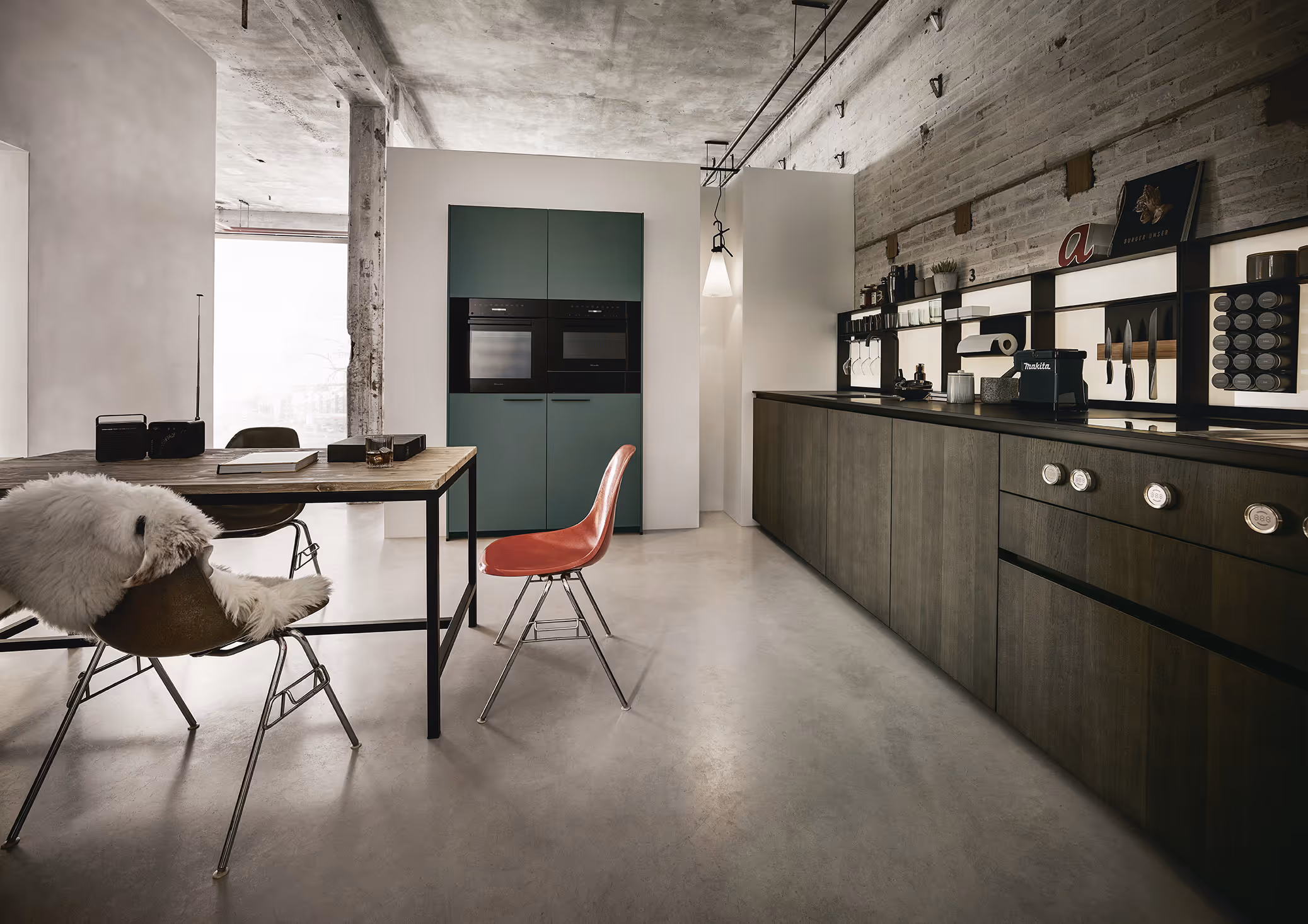 Kitchen with integrated extraction and lighting